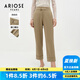 艾諾絲雅詩(shī)【商場(chǎng)同款】秋新品經(jīng)典垂墜九分直筒西裝褲腳口翻邊女10823025 蜜茶棕 S