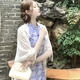 USERJOY新中式流蘇防曬披肩女夏配裙子旗袍外搭小披肩薄開衫外套透氣披肩 白色 均碼 建議70斤-200斤