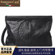 洛斯伯里品牌男士手包真皮商務(wù)大容量手拿包頭層運動(dòng)橫款信封包男手抓包夾 黑色-禮盒裝  28*19*3cm(8英寸)