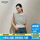 艾諾絲雅詩【商場同款】2025夏季新品松弛感條紋撞色無袖針織衫上衣40438130 黑白條 M
