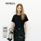 MO&Co.短袖T恤2025春新品棉質(zhì)手工釘鉆露背捏褶圓領(lǐng)白色MBE1TEET04 黑色 S 160