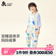 久歲伴兒童連體睡衣男童春夏季家居服防著涼分腿中大童寶寶防踢被空調服 藍色 140 /身高130-142體重60-75斤