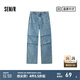 森馬（Semir）[森柔牛仔]牛仔褲女酷闊腿褲2024夏美式工裝褲街頭 牛仔黃泥染80325 M