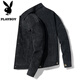 花花公子（PLAYBOY）夾克男外套男士秋冬季上衣服外衣中青年商務(wù)時尚春秋翻領(lǐng) 黑色 常規(guī) XL （135斤-145斤）