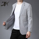 DK輕奢男裝休閑西服男春夏薄款單層透氣輕商務(wù)西裝男士單西外套上衣 淺灰色(單層無(wú)內里) M /170【建議100-120斤穿】
