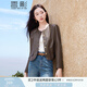 香影短款皮衣外套女2025春秋新款休閑咖色氣質(zhì)圓領(lǐng)復(fù)古pu夾克上衣 咖啡 S