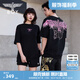 BOY LONDON【白羽入夜】春夏情侶款潮牌朋克時(shí)尚紫外線(xiàn)光變短袖T恤N01914 黑印粉 （玫紅色光變印花） XS