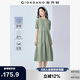 佐丹奴棉麻連衣裙女夏季亞麻文藝風圓領(lǐng)泡泡袖蛋糕裙05465323