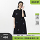 幻走（MOVEUP）2025夏季新款.FUN系列純棉圓角領繡花休閑梭織連衣裙 夜黑 M