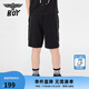 BOY JUNIOR夏季百搭直筒褲簡約純色舒適運(yùn)動(dòng)男女童休閑褲 黑色 140