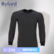 百富（BYFORD）男士圓領(lǐng)長(cháng)袖內衣條紋保暖內衣單件秋衣上衣MW7703 黑色 M