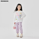 moonkids童裝女童休閑衛(wèi)褲2025秋季新款兒童秋裝運(yùn)動褲大童早秋防蚊褲子 19626長袖T恤+16403紫色運(yùn)動褲 150 cm