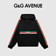 G&G AVENUE法國(guó)G&G AVENUE輕奢潮牌半拉鏈連帽衛(wèi)衣男女同款春秋拼接字母長(zhǎng)袖 黑色 M