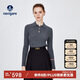 Navigare意大利小帆船女士全羊毛針織衫翻領(lǐng)修身毛衣2334023504 灰 XL 