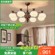 蒂凡尼亞復(fù)古柿子客廳吊燈護(hù)眼中古風(fēng)新中式餐廳燈臥室吊燈客廳大燈主燈具 D3733-8三色(古銅色)