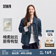 森馬（Semir）牛仔外套女中長款翻領落肩慵懶風上衣2025年春新款寬松顯瘦牛仔衣 牛仔藍灰88401 M 160/84A