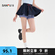 三福短裙2025夏季撞色花邊抽繩松緊腰針織蓬蓬裙半身裙女裝500286 寶藍(lán) S