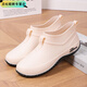 洛之潮雨鞋女士時(shí)尚厚底防滑防水短筒水鞋廚房工作軟底膠鞋平底超軟 今年特厚米白 36