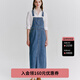 ELAND衣戀背帶牛仔連衣裙A字中長(zhǎng)裙子24夏新款 牛仔色(55)Indigo M 165