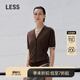 LESS【商場(chǎng)同款】2025年夏新款假兩件V領(lǐng)短袖薄針織衫女2P4310390 256紫砂色 S