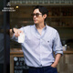 布克兄弟（BrooksBrothers）男士春秋牛津紡扣結(jié)領(lǐng)logo休閑襯衫 B976-藍(lán)色條紋 M