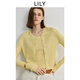 LILY云氧衫2025秋新款綿羊毛亞麻簡(jiǎn)約圓領(lǐng)休閑通勤針織開(kāi)衫外套女 201黃色 S