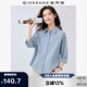 佐丹奴知識(shí)分子風(fēng)襯衫女純棉府綢破骨連肩中袖襯衣女05345463