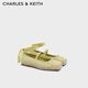 CHARLES&KEITH方頭平底草編綁帶芭蕾舞鞋單鞋生日禮物CK1-70920197 Yellow黃色 37 （235）