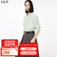 LILY秋新款女裝100%桑蠶絲垂感時(shí)尚設(shè)計(jì)感小眾襯衫上衣女 301綠色 L