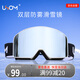 USOM滑雪鏡雙層防霧防紫外線 高山滑雪護(hù)目鏡可卡近視 白水銀