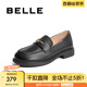 百麗（Belle）簡約上班樂福鞋女通勤平跟百搭單鞋B1983CM4 黑色 37 (235mm)