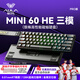 狼蛛（AULA）MINI 60HE磁軸鍵盤無線藍牙三模 RT電競游戲客制化機械鍵盤 網(wǎng)頁驅(qū)動 無畏契約 8K回報率可調(diào)死區(qū) PRO黑色側(cè)刻【煙云磁軸】三模RGB