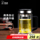 希諾（HEENOOR）雙層玻璃杯男士耐熱防燙帶把帶手柄商務(wù)辦公玻璃水杯過(guò)濾茶杯子 【升級(jí)抗菌款】-純鈦部件420ml