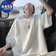 NASA MARVEL七夕情人節(jié)禮物短袖T恤男夏季港風(fēng)復(fù)古大碼寬松上衣 白色XL