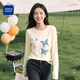 JEANSWEST CLUB真維斯T恤女2025新款寬松時尚春秋款長袖女士純棉透氣女款上衣