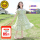 G.DUCKKIDS童裝女童連衣裙夏季兒童裙子夏裝2025新款純色公主裙大童顯瘦長(zhǎng)裙 雙領(lǐng)碎花連衣裙 160 尺碼13~14歲【150-160cm】