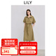 LILY【商場同款】2024夏新款polo領(lǐng)腰帶抽繩收腰工裝風顯瘦連衣裙 320軍綠 M
