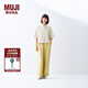 無印良品（MUJI）女式 棉漢麻短袖襯衫 女士襯衣內(nèi)搭上衣 25年夏季女裝 BCD90C5S 象牙色 S (155/80A)