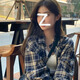 心楠冪式穿搭格子襯衫女慵懶風(fēng)復(fù)古寬松襯衣開衫外套防曬上衣薄款春秋 藏青色格子襯衫【適合120斤以內(nèi)】