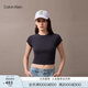 Calvin KleinJeans春夏女士休閑通勤簡約ck羅紋微彈重磅圓領(lǐng)短袖T恤J224948 BAN-石墨灰 M
