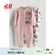 H&M【迪士尼系列】童裝女嬰連體衣2件裝秋季薄款嬰兒爬服1092245 灰淺粉色/米妮老鼠 66cm 66/48
