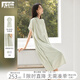 對(duì)白薄荷曼波氣質(zhì)襯衫連衣裙女2025夏季新款法式寬松顯瘦通勤長(zhǎng)裙 青檸綠 S