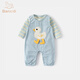 班喜迪嬰兒衣服套裝春裝洋氣嬰幼兒連體衣超萌寶寶外出服春秋背帶褲爬服 藍色 73cm