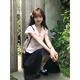MR.KA韓系減齡休閑運動(dòng)服套裝女夏季時(shí)尚甜美粉色襯衫短袖半身裙兩件套 襯衫短袖+半身裙【兩件套】 M 【建議90-105斤】