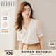JESSIE優(yōu)雅V領(lǐng)蕾絲白色襯衫修身女小上衣春夏 白色 S
