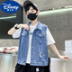 迪士尼（Disney）軟牛仔馬甲男童秋裝2024新款百搭外穿春秋背心中大童兒童秋季馬夾 藍色 160