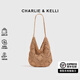 CHARLIE&KELLI CK品牌包包女包文藝手工鉤花鏤空編織包單肩女士2025新款手提包 卡其色【七夕情人節(jié)禮物】