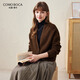 科蒙博卡2025秋冬新款牛角扣羊毛衫長(cháng)袖開(kāi)衫外套加厚外穿針織毛衣上衣 咖色 L