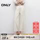 ONLY2025夏季新款高腰通勤寬松直筒褲七分褲牛仔褲女|12526I001 J2G 米白色 M M標準褲長