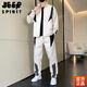 JEEP SPIRIT2025新款休閑運(yùn)動(dòng)套裝男士春秋季新款搭配帥氣沖鋒外套兩件套 563象牙白【套】 M 推薦【90-110斤】
